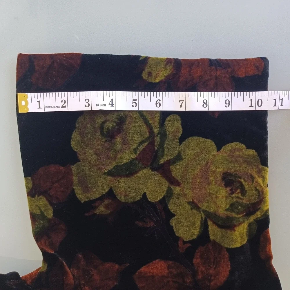 Chelsey by Joseph Womens Velvet Scarf Silk Blend Floral Rose‎ Black Green 56x10